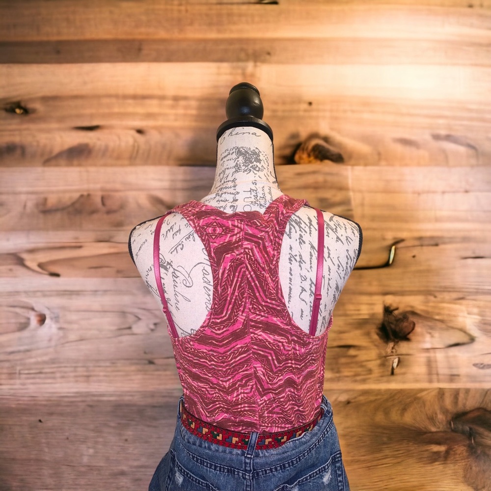 Mossimo Fuchsia Pink Geometric Razor Back Tank Top - Picture 3 of 6